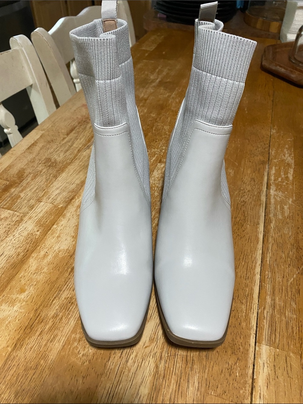 Women’s Chelsea Sock Ankle Boots in Light Gray journee collection